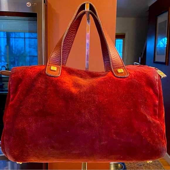 LOEWE Reddish-Auburn Suede Anagram Handbag, GUC - Picture 2 of 16